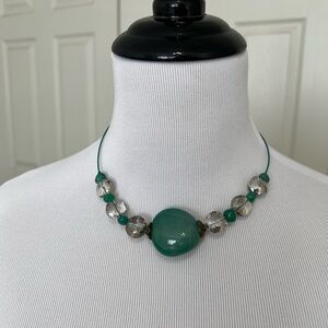 Elegant Green and Silver Beaded Necklace